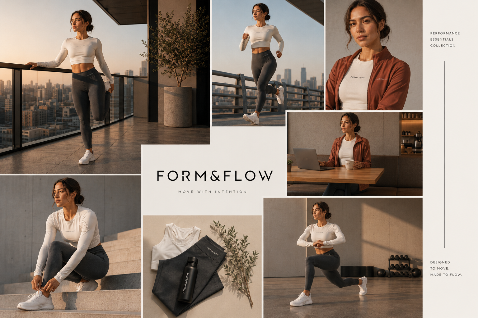 Performance Essentials Collection, activewear campaign moodboard